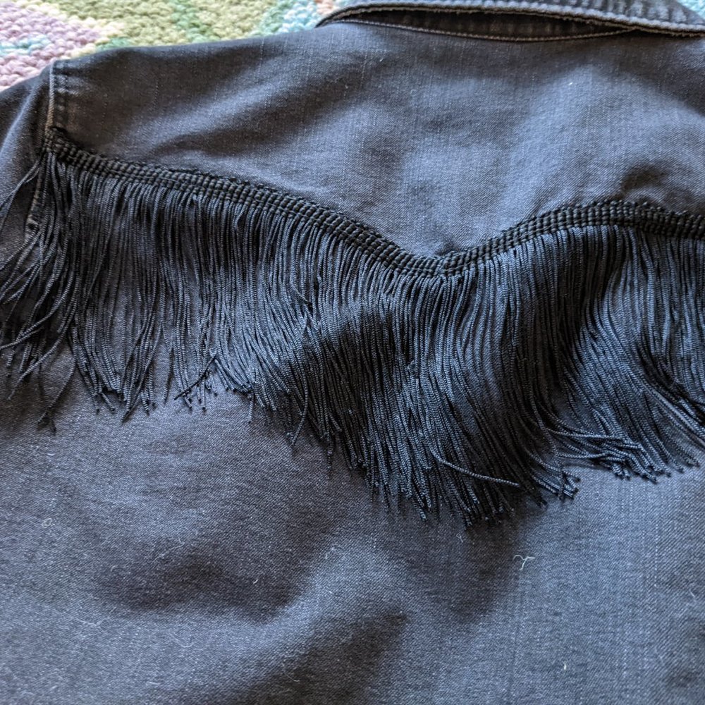 SAMPLE Levis Fringe Black Denim Shirt - Picture 3 of 10